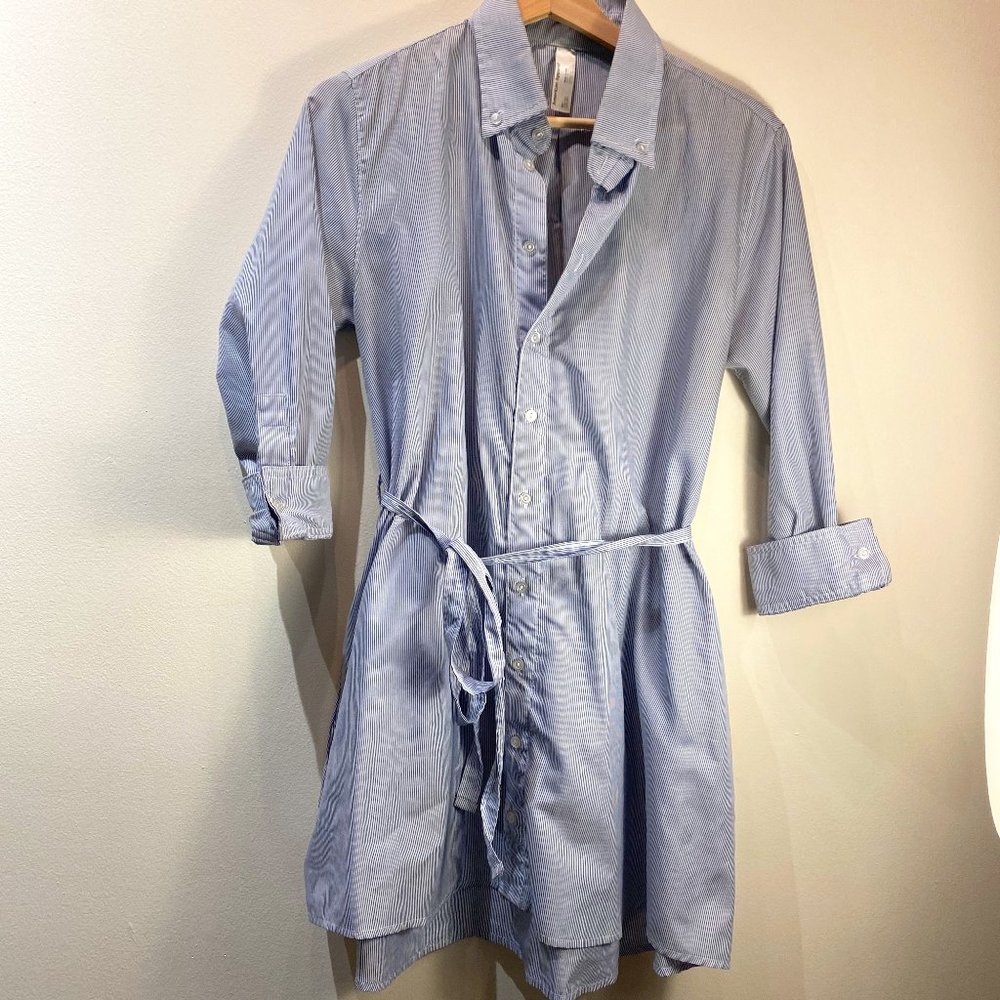 Authentic Vintage American Apparel Shirtdress, Size M/L, Blue & White Pinstripes